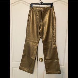 Leather Pants/Bronze Color/Wide Leg